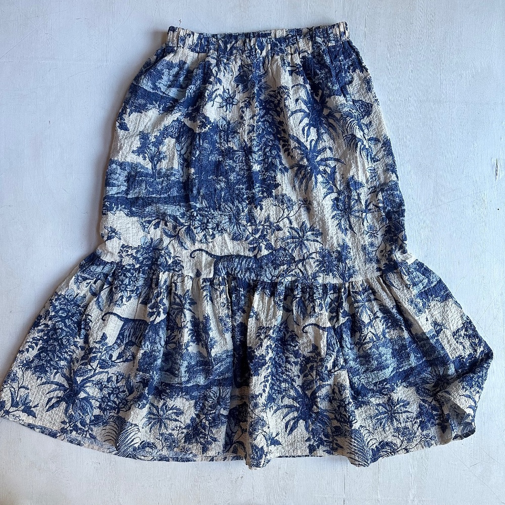 Tensione In Blue Toile Midi Skirt